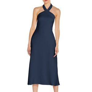 AIDAN  MATTOX
Womens Navy Zippered Lined Open Sleeveless Halter